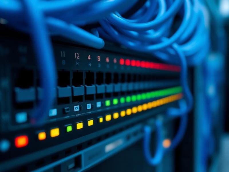 Professional network switch with organized cables